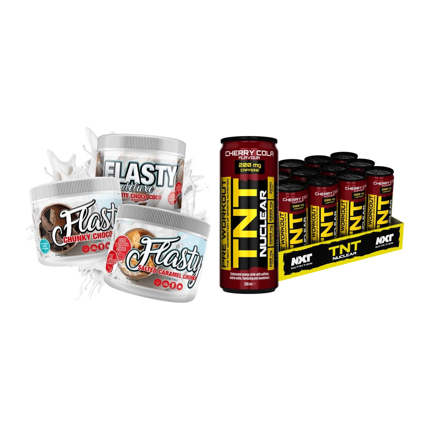 Diät-Duo: Sinob Flasty Geschmackspulver + NXT Nutrition TNT NUCLEAR – alle enthaltenen Artikel