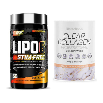 Diät-Duo: Nutrex Lipo 6 Black STIM-FREE + BioTech Clear Collagen – alle enthaltenen Artikel