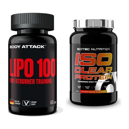 Diät-Duo: Body Attack Lipo 100 + Scitec IsoClear Protein – alle enthaltenen Artikel