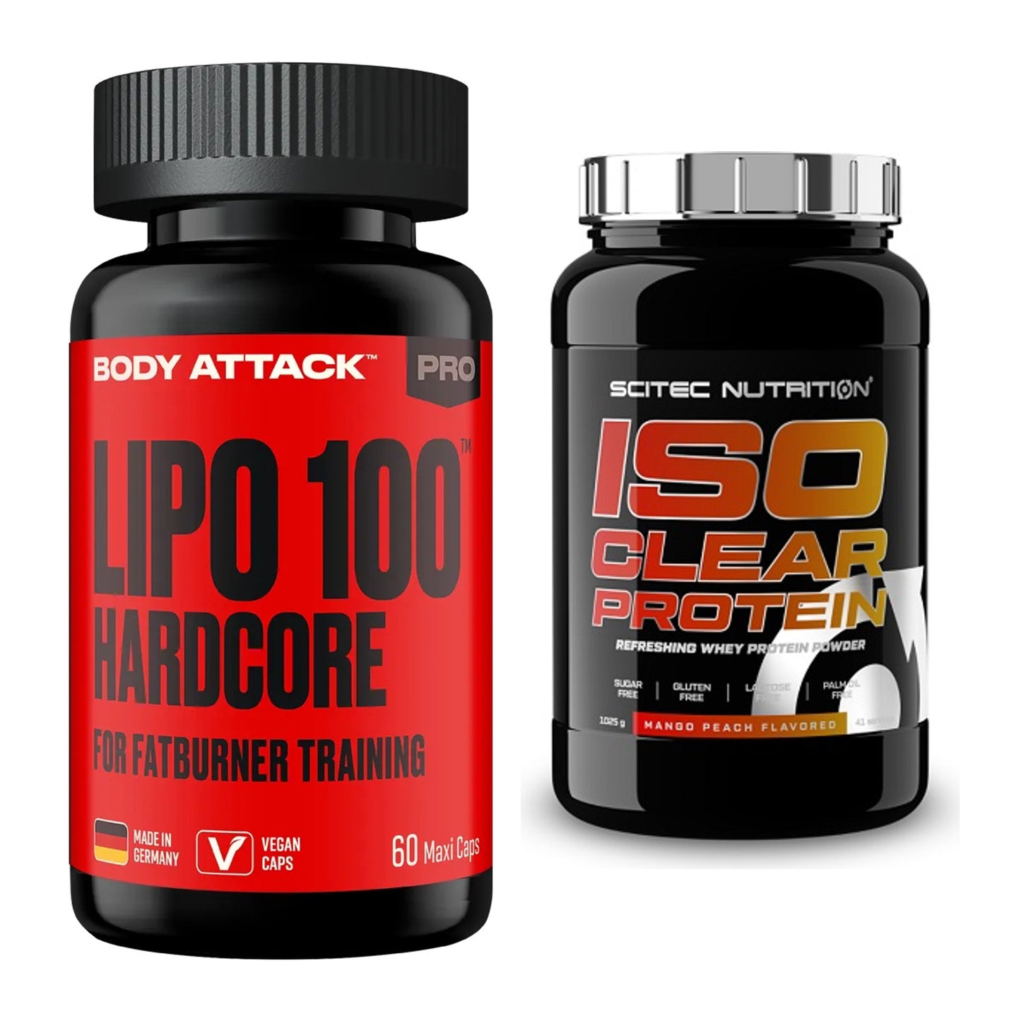 Diät-Duo: Body Attack LIPO 100-HARDCORE + Scitec IsoClear Protein – alle enthaltenen Artikel
