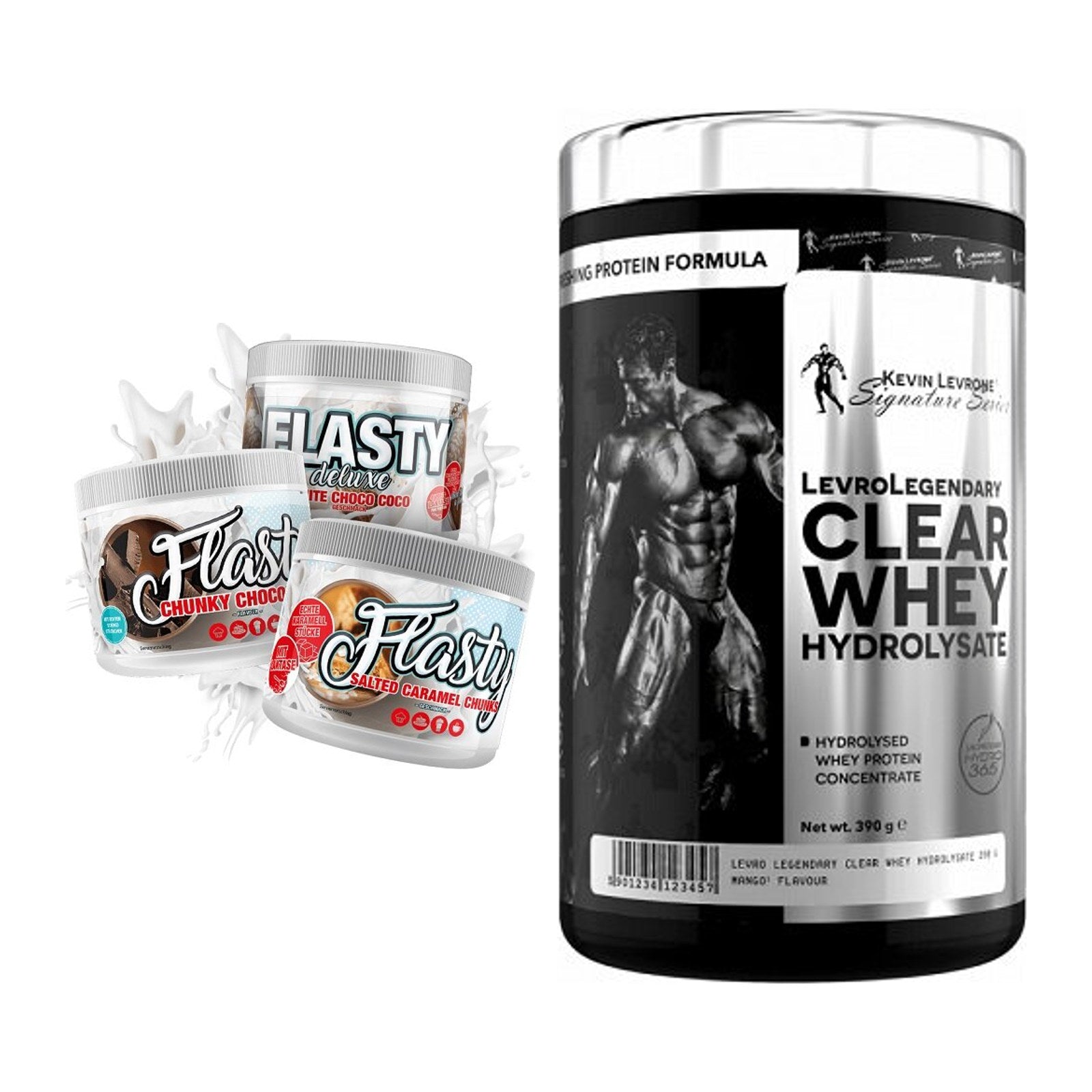Diät-Duo: Sinob Flasty Geschmackspulver + Kevin Levrone Clear Whey – alle enthaltenen Artikel