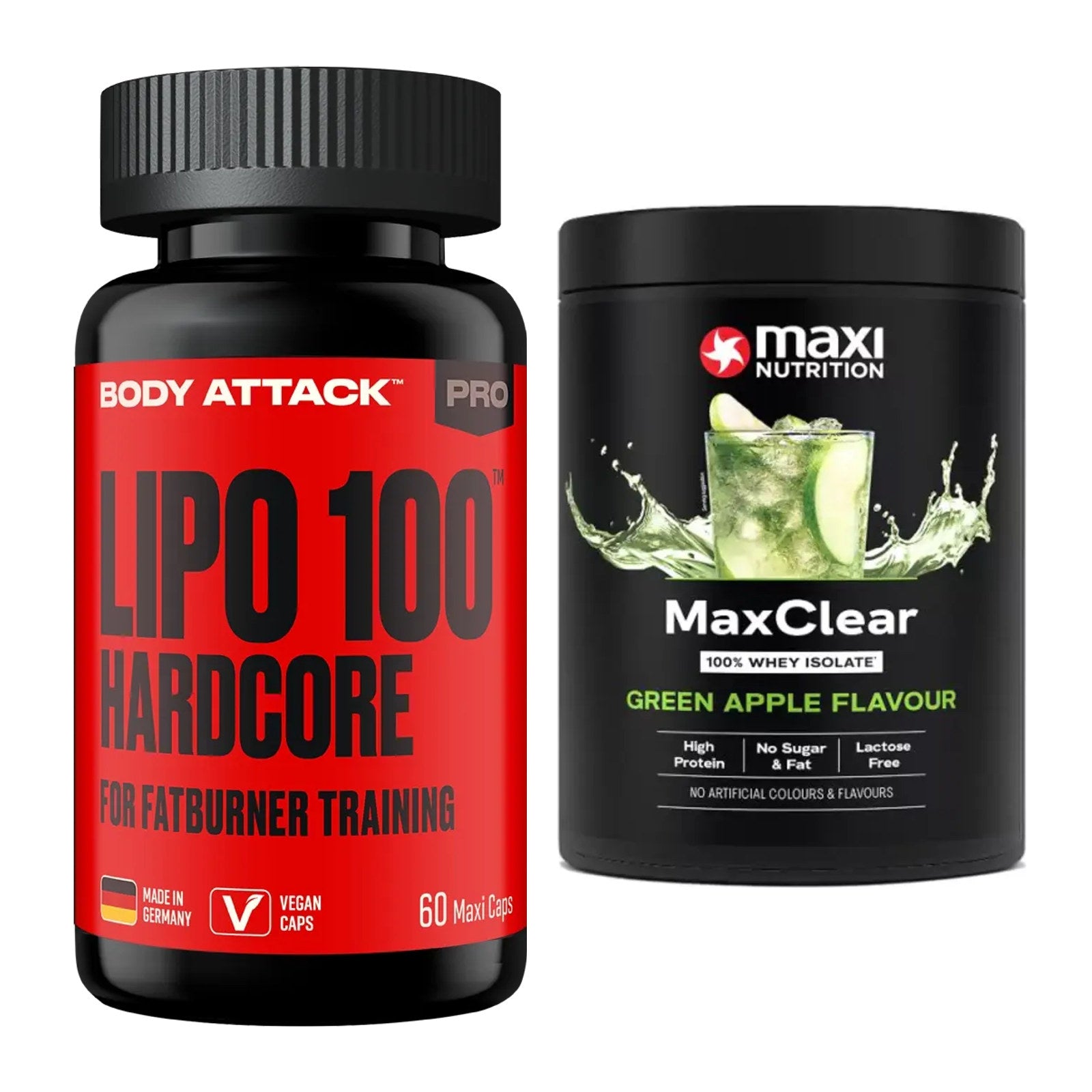 Diät-Duo: Body Attack LIPO + MaxiNutrition MaxClear 100% – alle enthaltenen Artikel