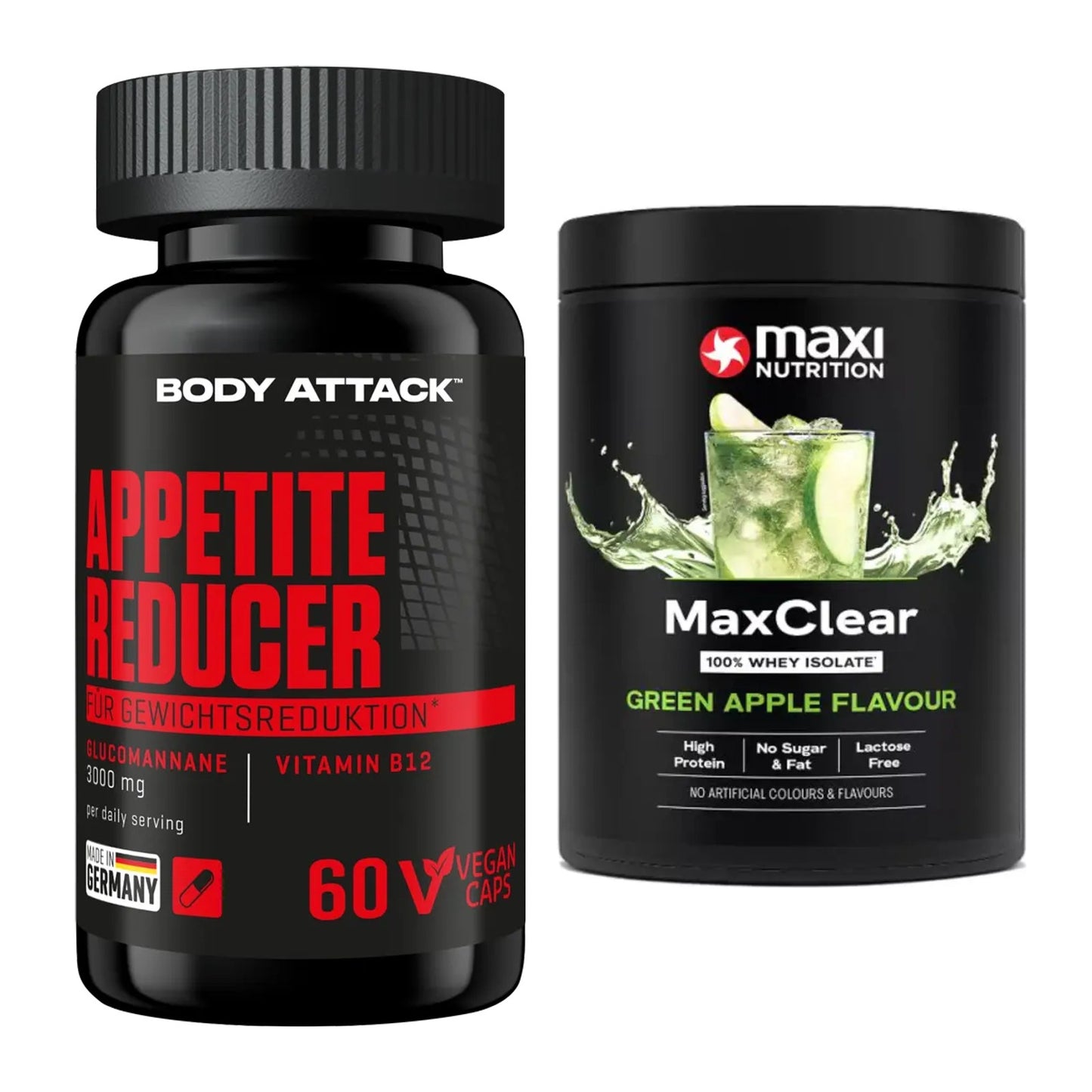 Diät-Duo: Body Attack Appetite Reducer + MaxiNutrition MaxClear 100% – alle enthaltenen Artikel