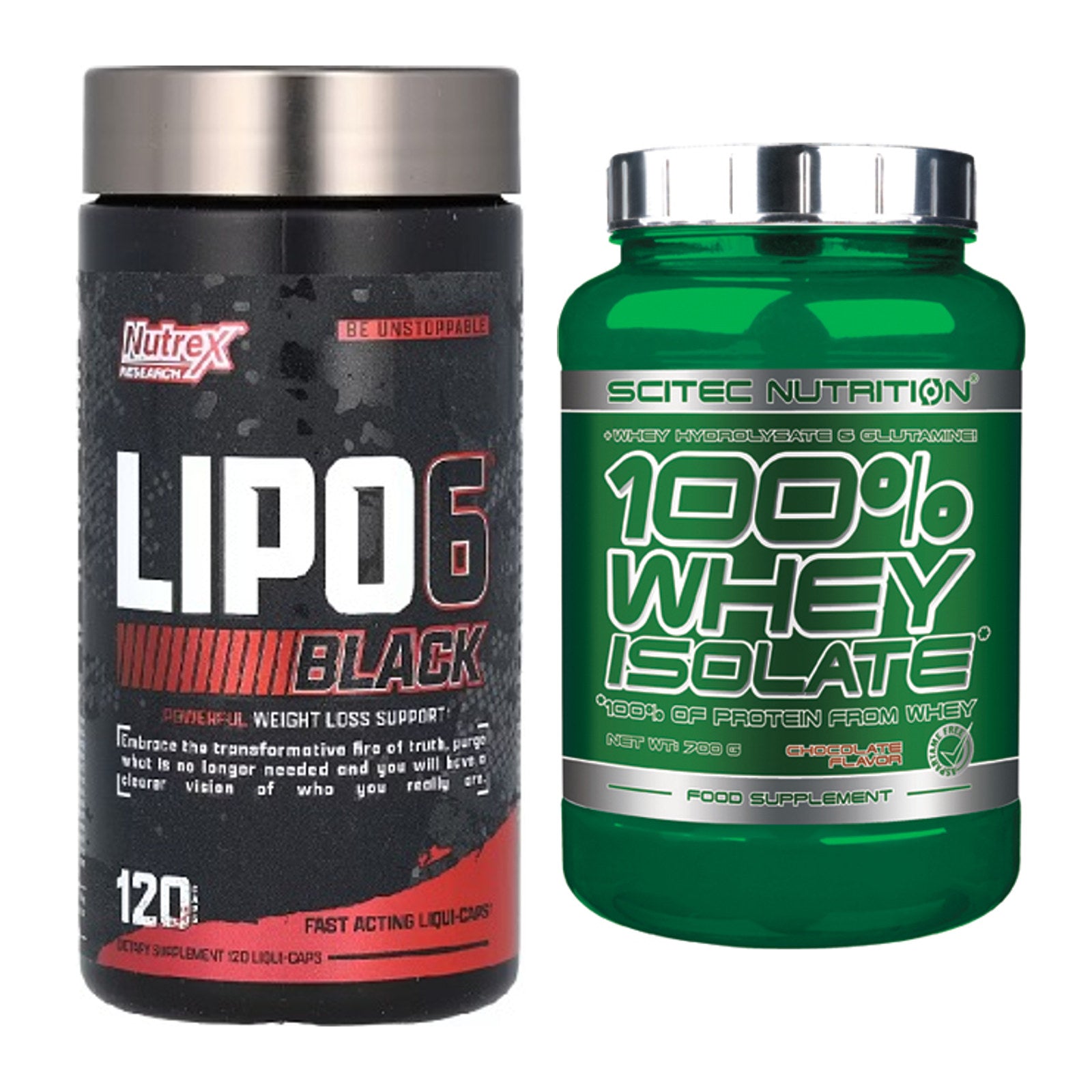 Diät-Duo: Nutrex Lipo 6 black 120 liquid + Scitec Whey Isolate – alle enthaltenen Artikel