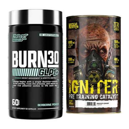 Diät-Duo: Nutrex Burn 30 GLP1+ Control + Nuclear Nutrition IGNITER – alle enthaltenen Artikel
