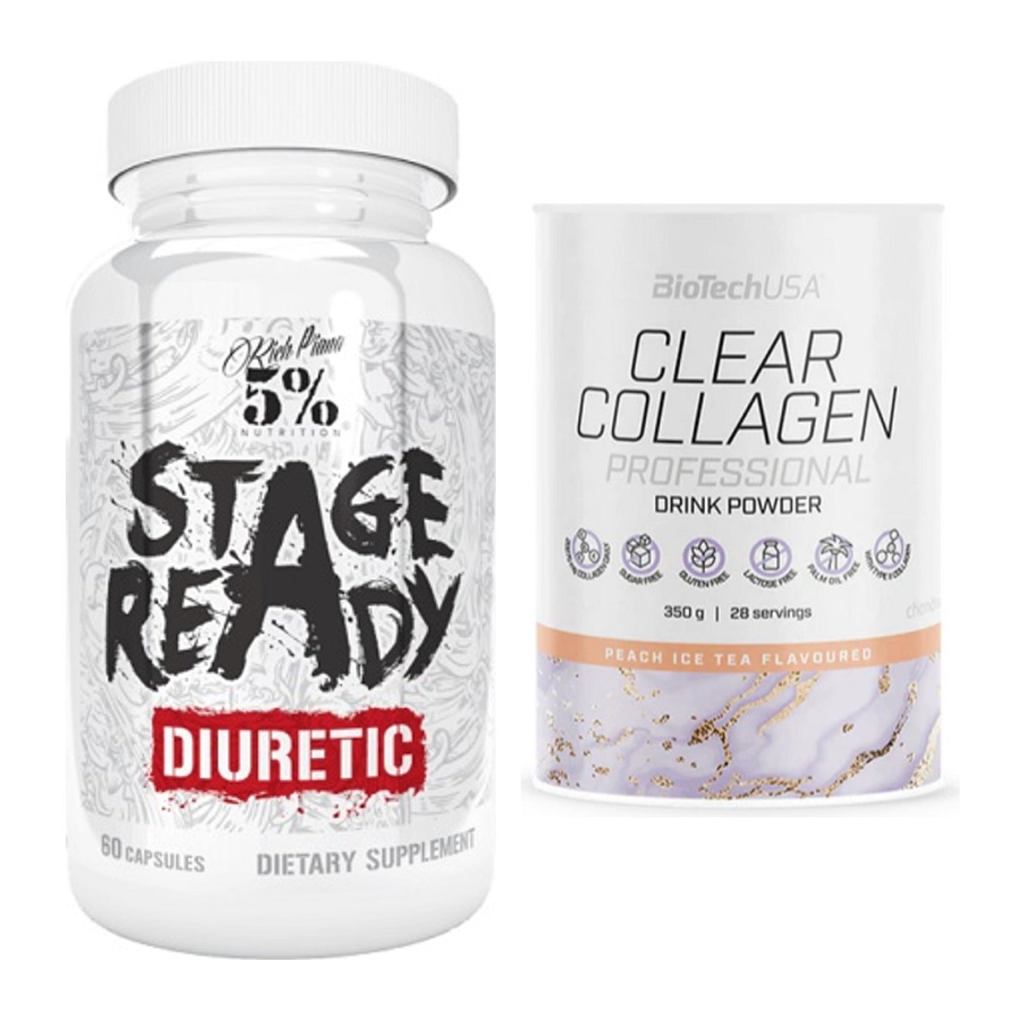 Diät-Duo: 5% Nutrition Stage Ready Diuretic + BioTech Clear Collagen – alle enthaltenen Artikel