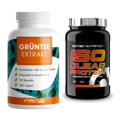 Diät-Duo: ProFuel Grüntee Extrakt + Scitec IsoClear Protein – alle enthaltenen Artikel