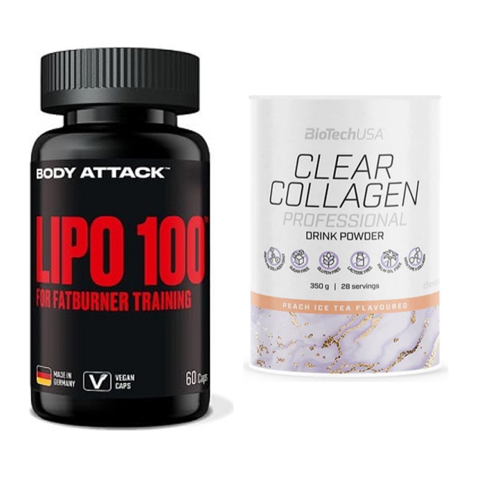 Diät-Duo: Body Attack Lipo 100 + BioTech Clear Collagen – alle enthaltenen Artikel