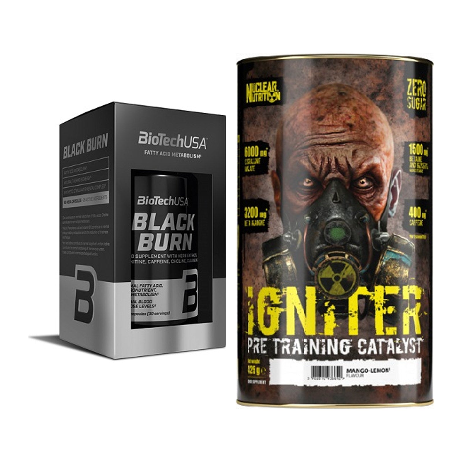 Diät-Duo: BioTech Black Burn + Nuclear Nutrition IGNITER Booster – alle enthaltenen Artikel