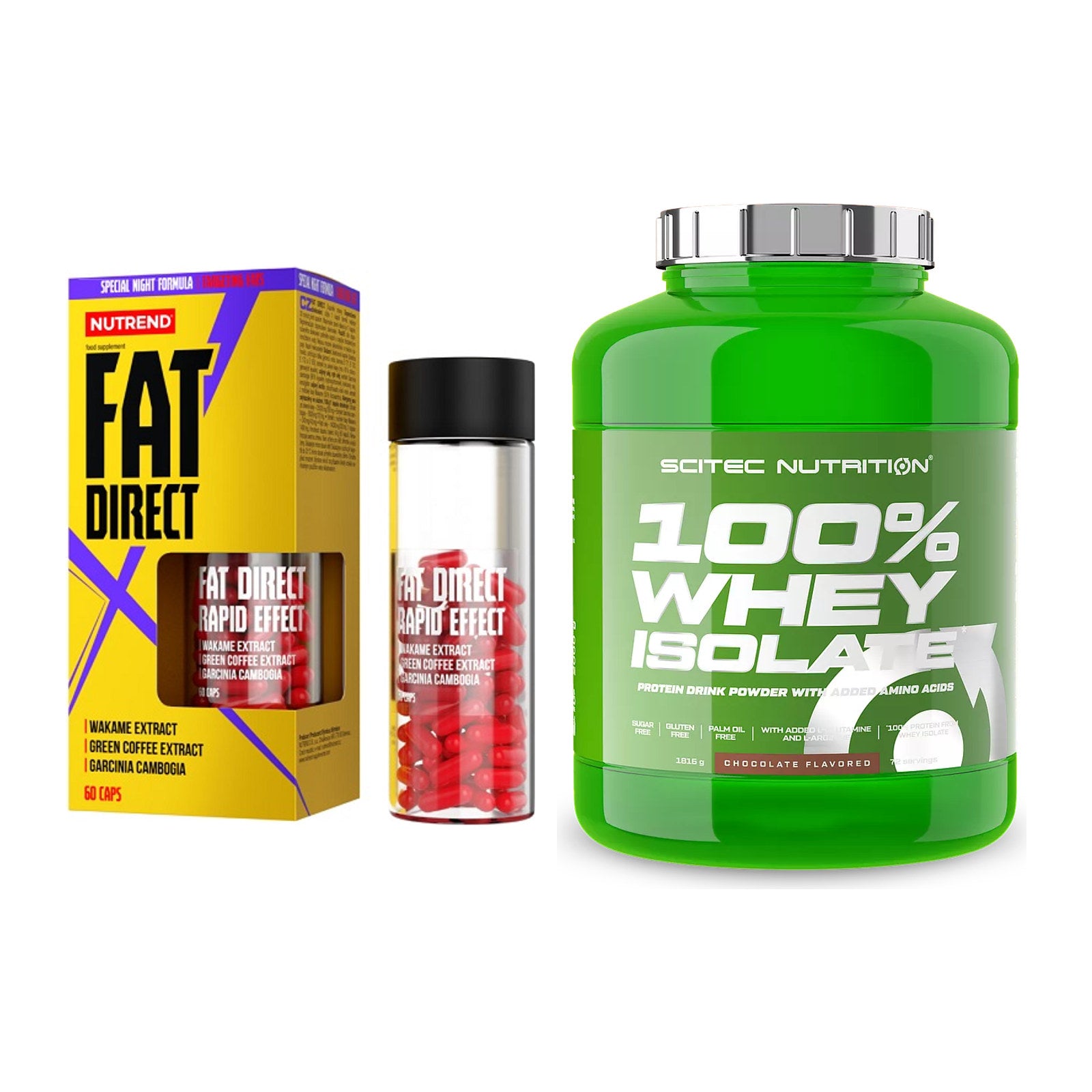 Diät-Duo: Nutrend Fat Direct + Scitec Whey Isolate – alle enthaltenen Artikel