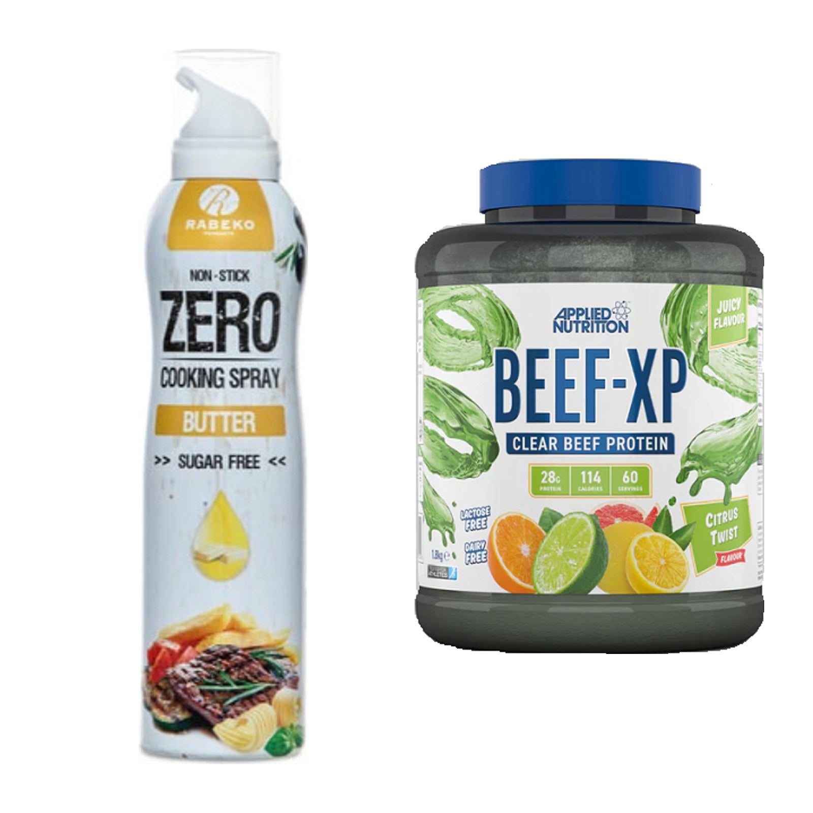 Diät-Duo: Rabeko Zero Cooking Spray + Applied Nutrition Clear Beef XP – alle enthaltenen Artikel