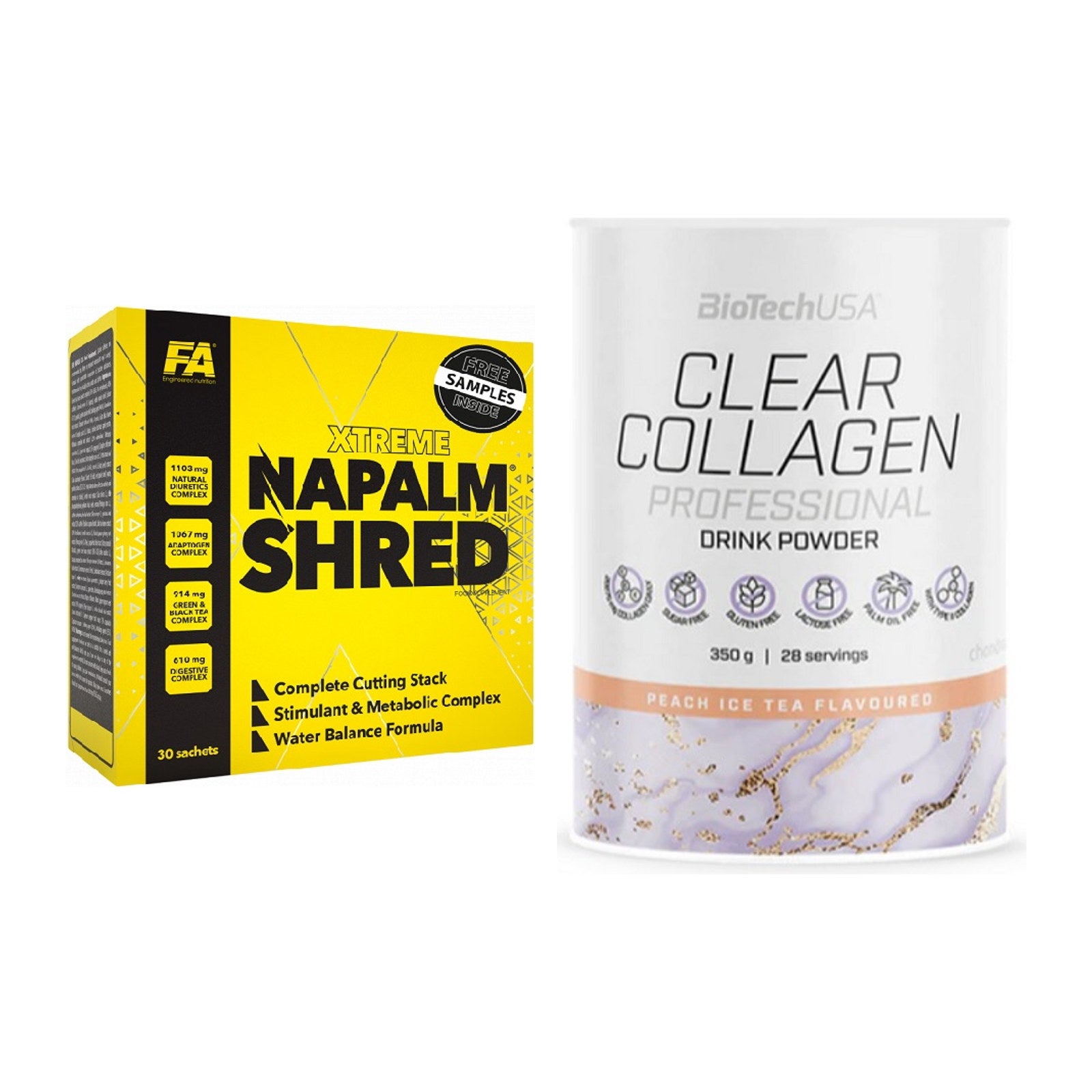 Diät-Duo: FA Nutrition NAPALM Shred + BioTech Clear Collagen – alle enthaltenen Artikel