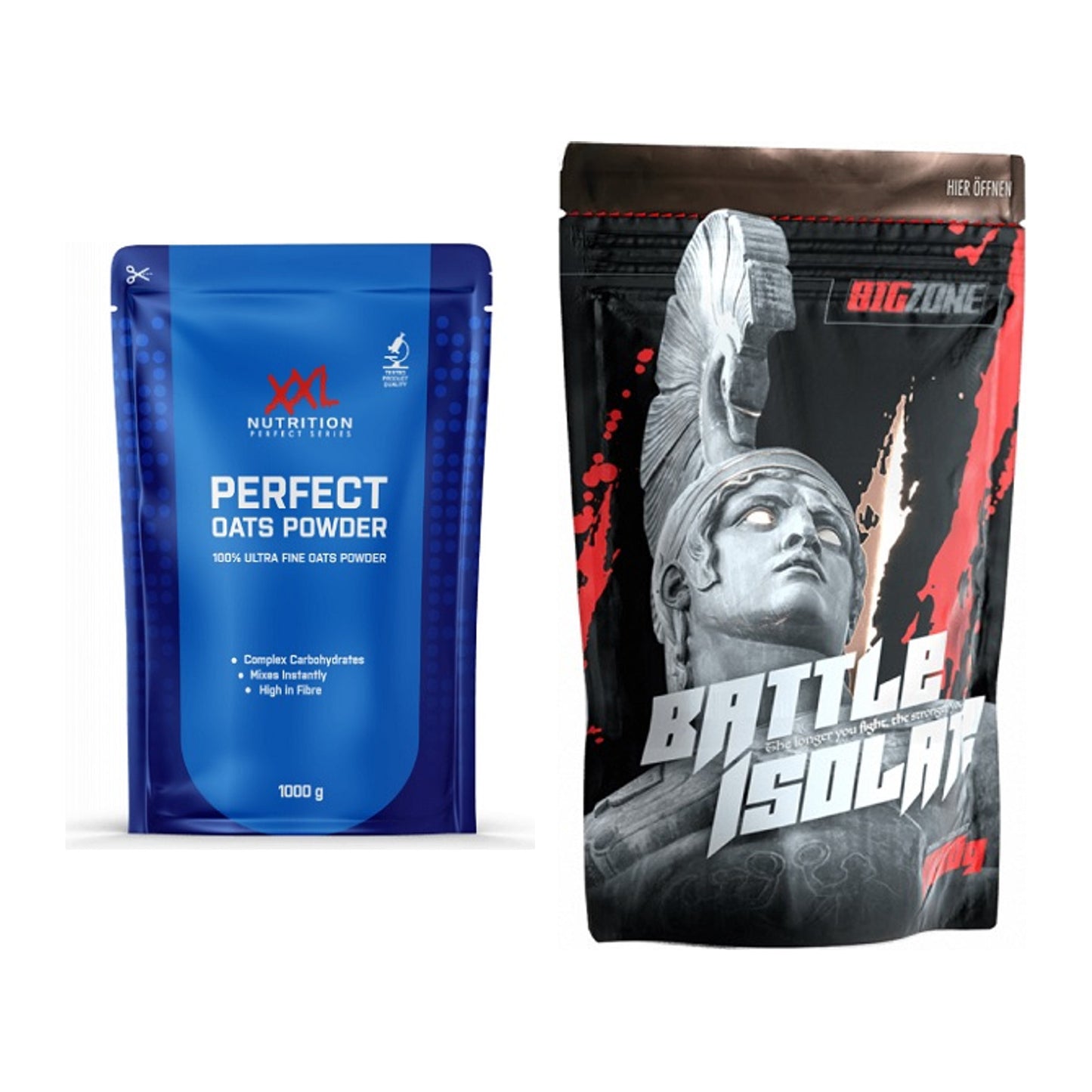 Diät-Duo: XXL Nutrition Perfect Oats Powder + Big Zone Battle Isolate – alle enthaltenen Artikel