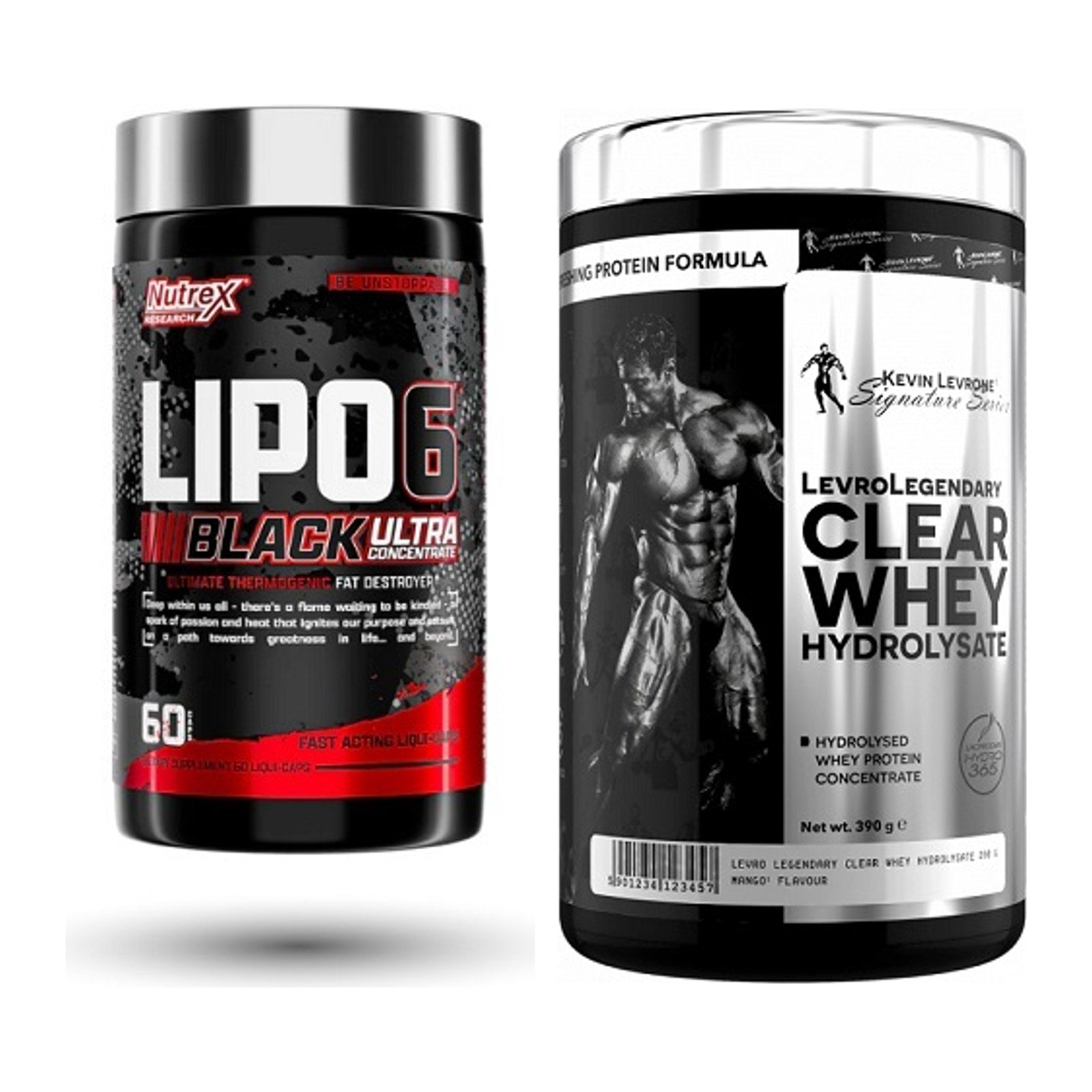 Diät-Duo: Nutrex Lipo 6 black Ultra + Kevin Levrone Clear Whey – alle enthaltenen Artikel