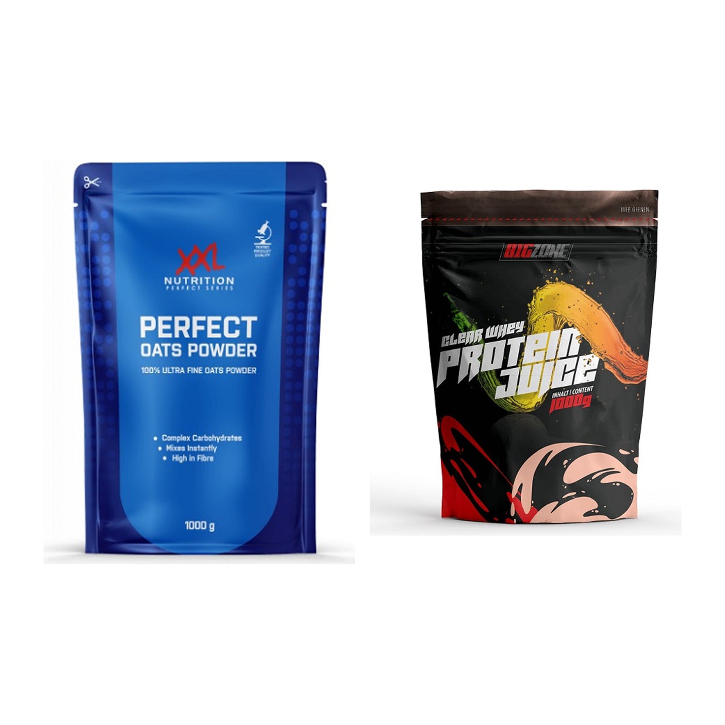 Diät-Duo: XXL Nutrition Perfect Oats + Big Zone Clear Whey Protein – alle enthaltenen Artikel