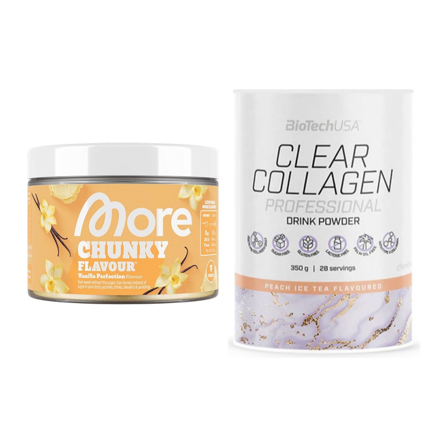 Diät-Duo: More Nutrition Chunky Flavour + BioTech Clear Collagen – alle enthaltenen Artikel