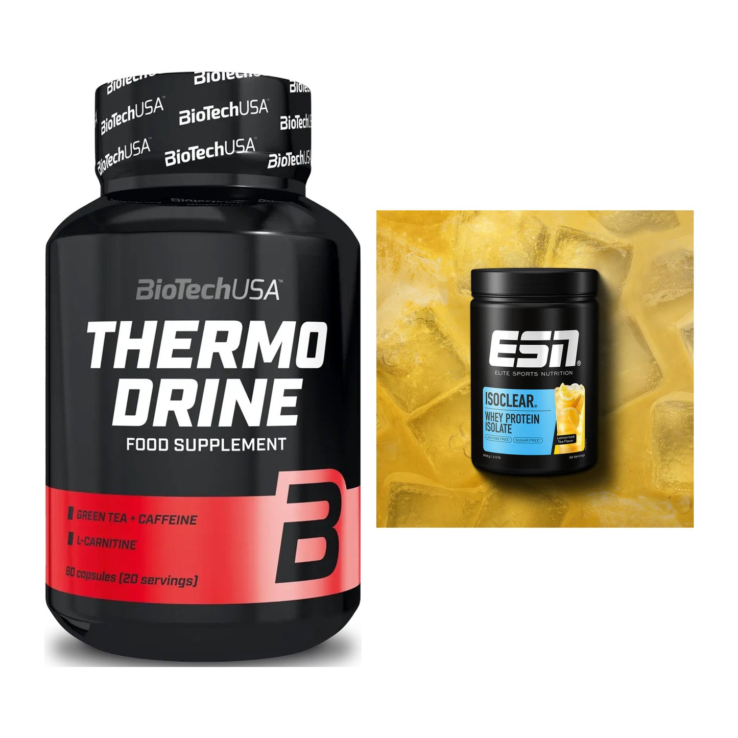 Diät-Duo: BioTech Thermo Drine + ESN ISOCLEAR Whey Isolate – alle enthaltenen Artikel