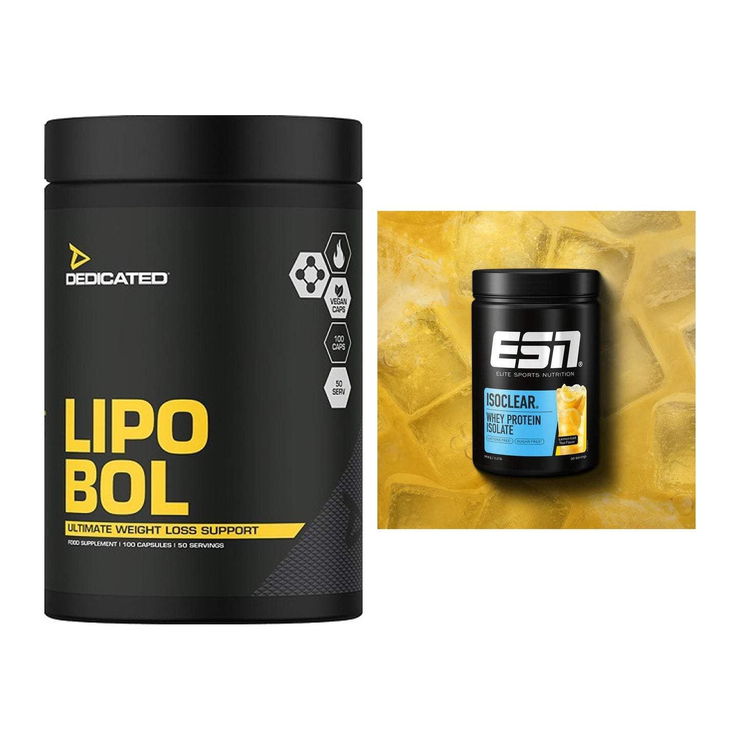 Diät-Duo: Dedicated Lipo-Bol + ESN ISOCLEAR Whey Isolate – alle enthaltenen Artikel