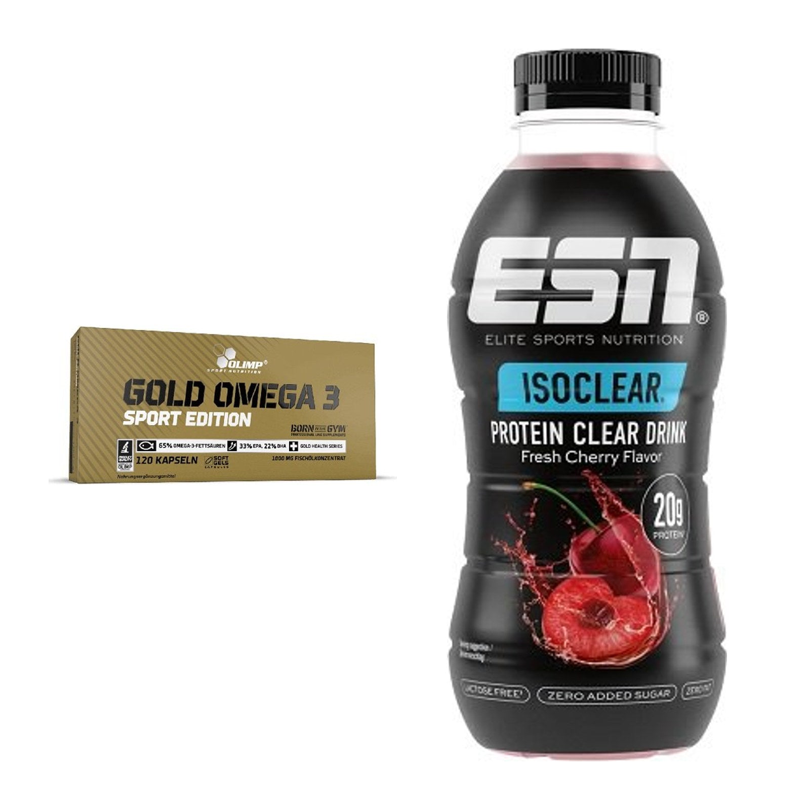 Diät-Duo: Olimp Omega 3 Sport Edition + ESN Isoclear RTD – alle enthaltenen Artikel
