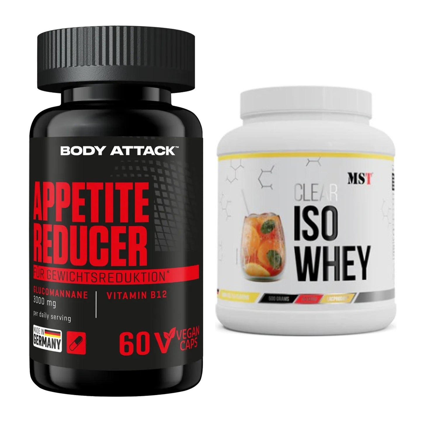 Diät-Duo: Body Attack Appetite Reducer + MST Iso Clear – alle enthaltenen Artikel