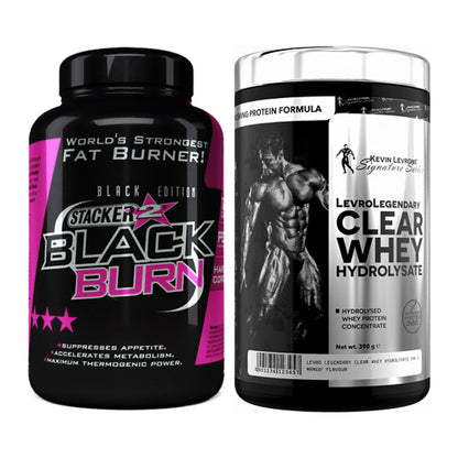Diät-Duo: Stacker2 Black Burn Fatburner + Kevin Levrone Clear Whey – alle enthaltenen Artikel