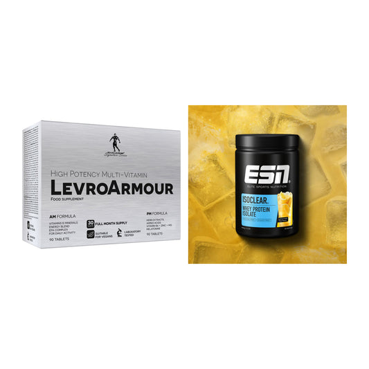 Diät-Duo: Kevin Levrone Levro Armour + ESN ISOCLEAR Whey Isolate – alle enthaltenen Artikel