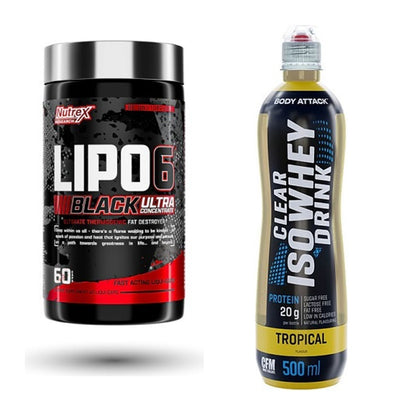 Diät-Duo: Nutrex Lipo 6 black Ultra + Body Attack Clear Iso Whey Drink – alle enthaltenen Artikel