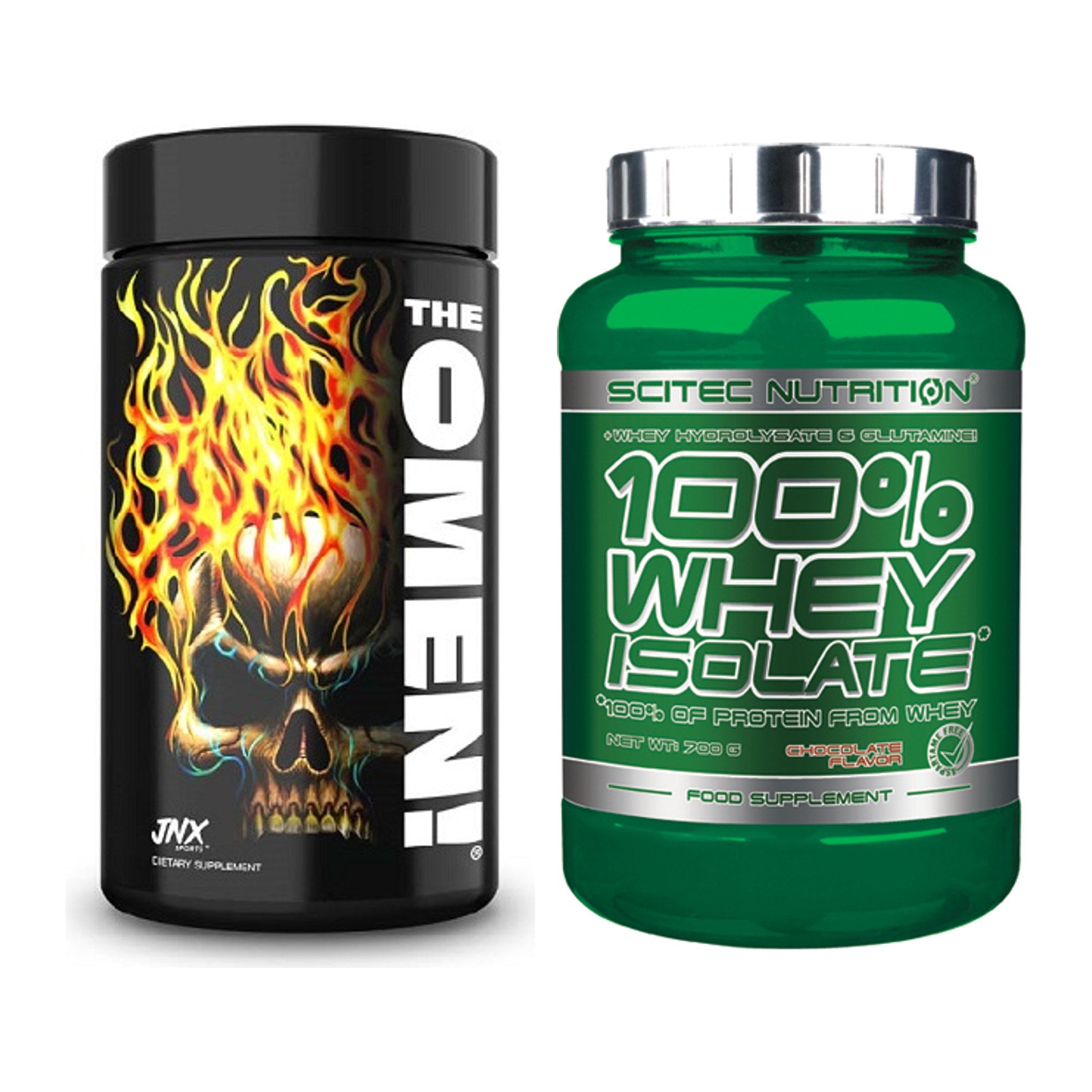 Diät-Duo: JNX Sports The Omen! 100 Kaps. + Scitec Whey Isolate – alle enthaltenen Artikel