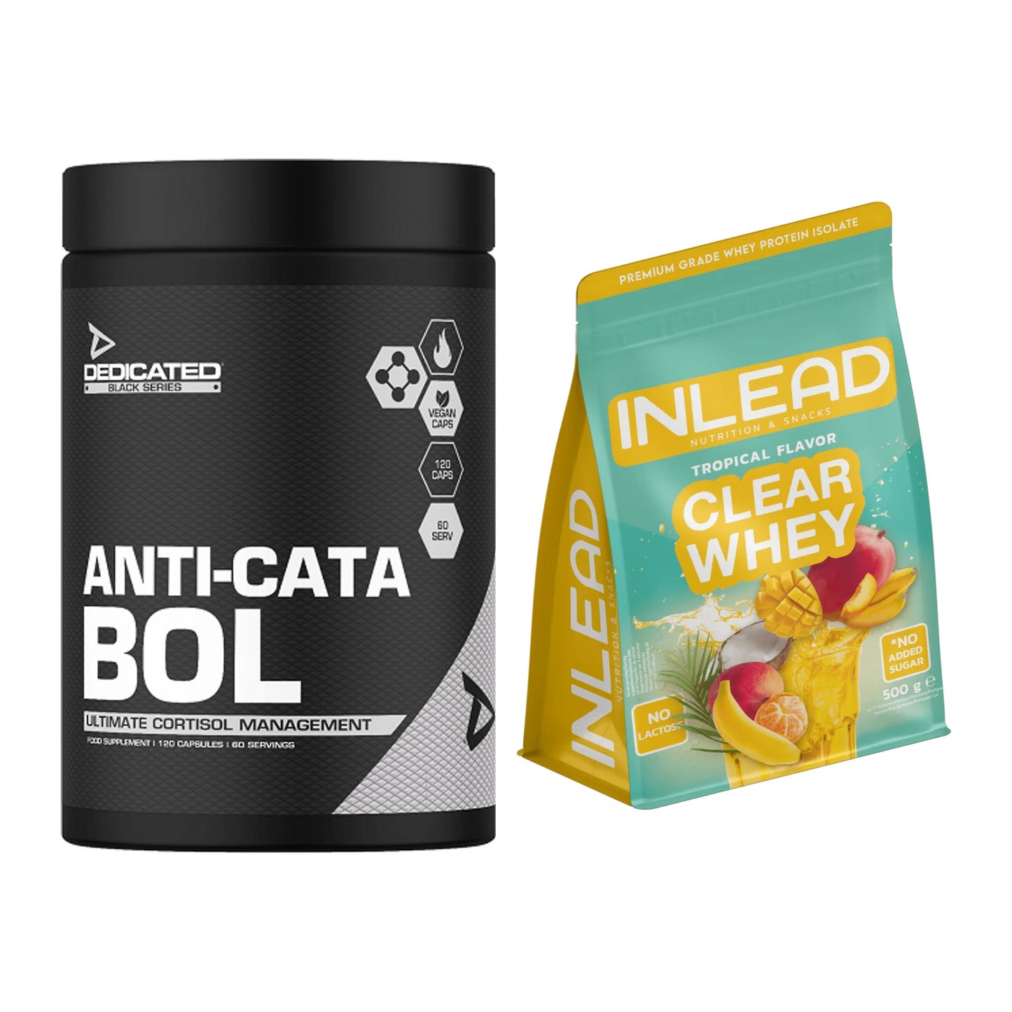Diät-Duo: Dedicated Anti-Cata-Bol + INLEAD Clear Whey Isolate – alle enthaltenen Artikel