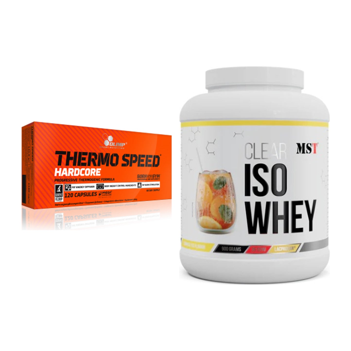 Diät-Duo: Olimp Thermo Speed Hardcore Mega + MST Iso Clear – alle enthaltenen Artikel