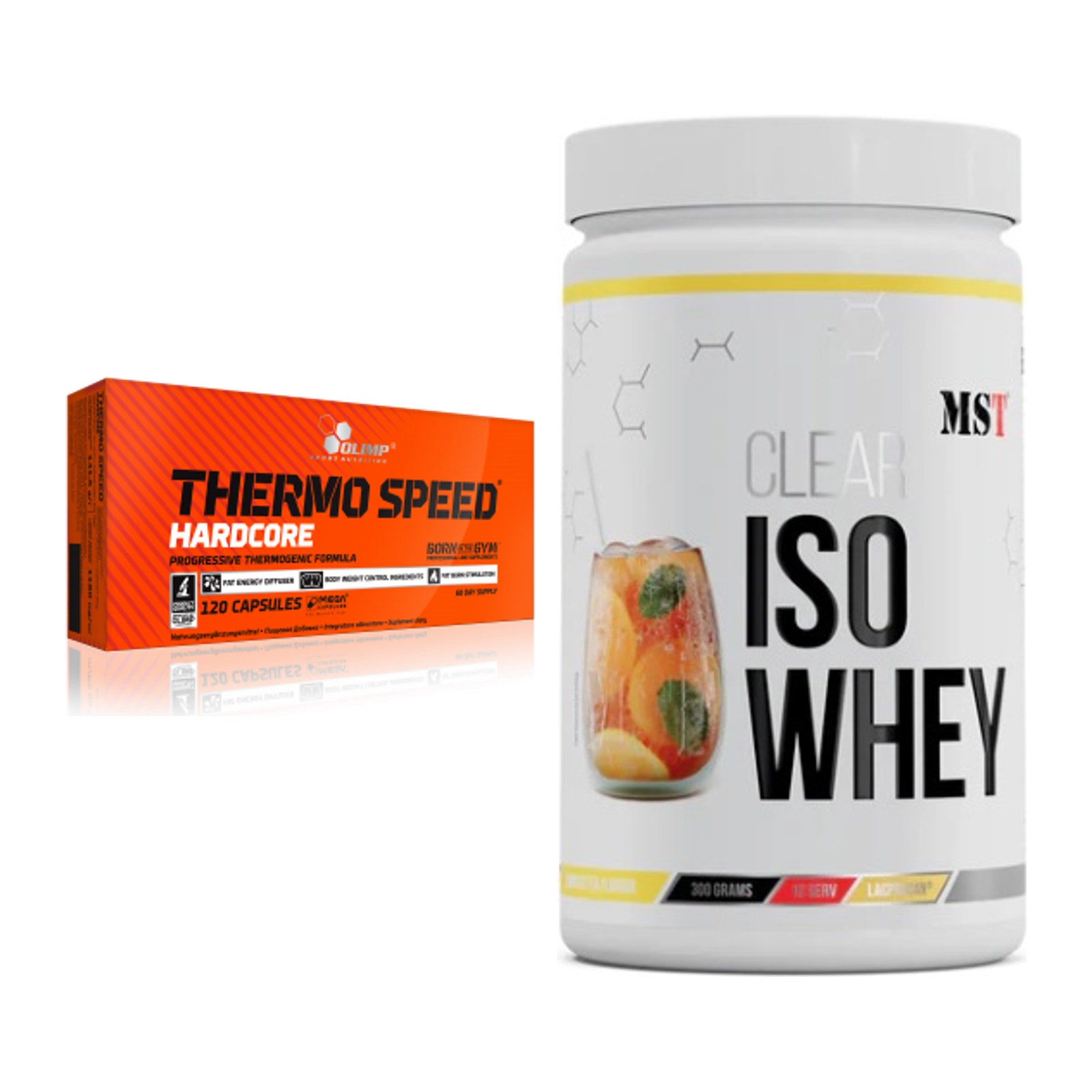 Diät-Duo: Olimp Thermo Speed Hardcore Mega + MST Iso Clear – alle enthaltenen Artikel