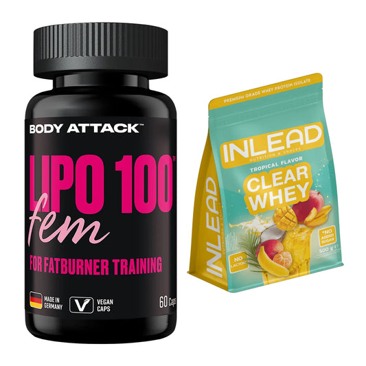 Diät-Duo: Body Attack Lipo 100 Fem + INLEAD Clear Whey Isolate – alle enthaltenen Artikel