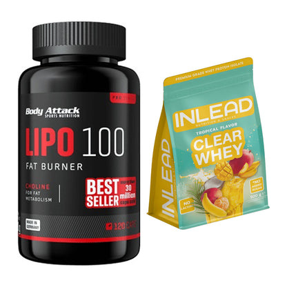 Diät-Duo: Body Attack Lipo 100 (120 + INLEAD Clear Whey Isolate – alle enthaltenen Artikel