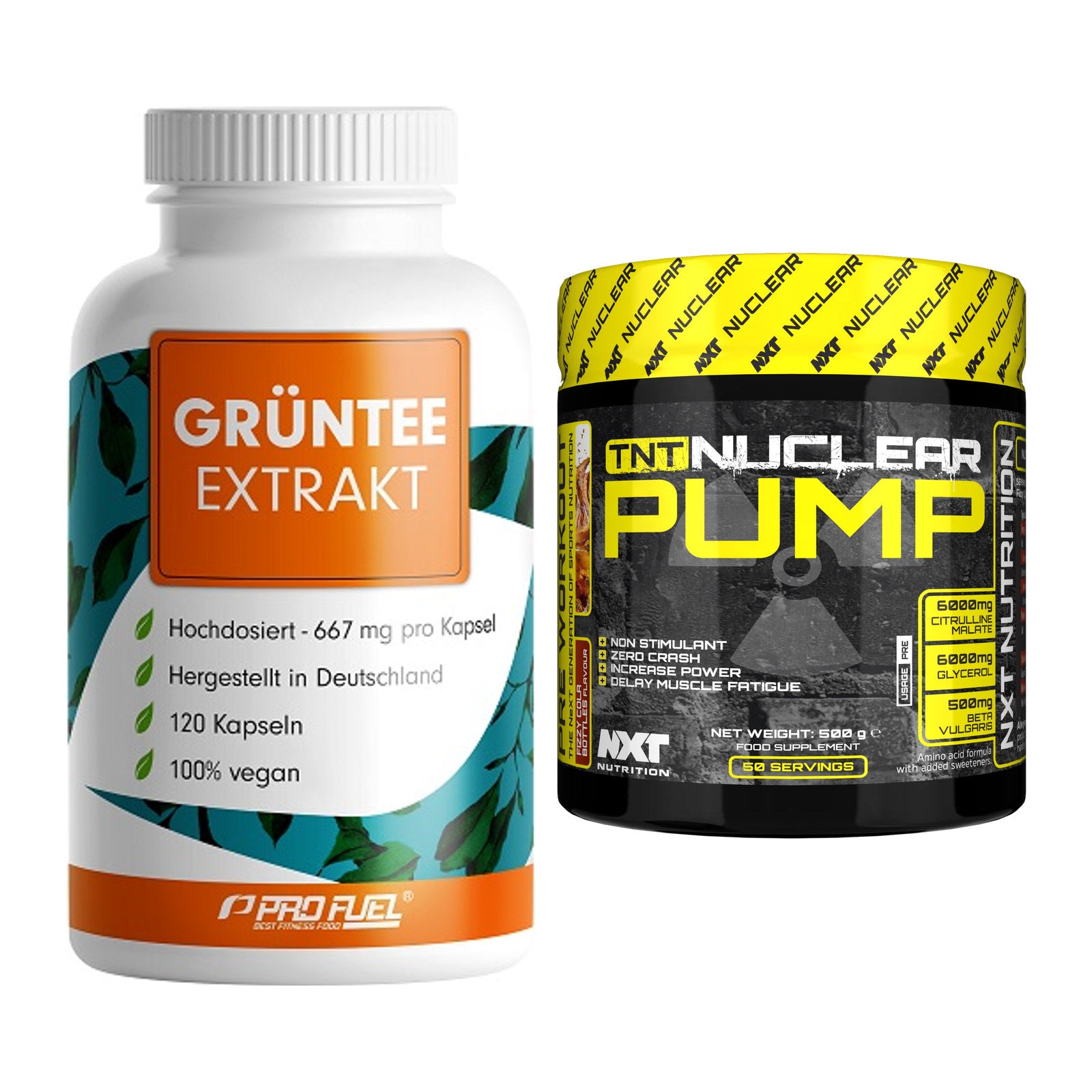Diät-Duo: ProFuel Grüntee Extrakt + NXT Nutrition TNT Nuclear Pump – alle enthaltenen Artikel