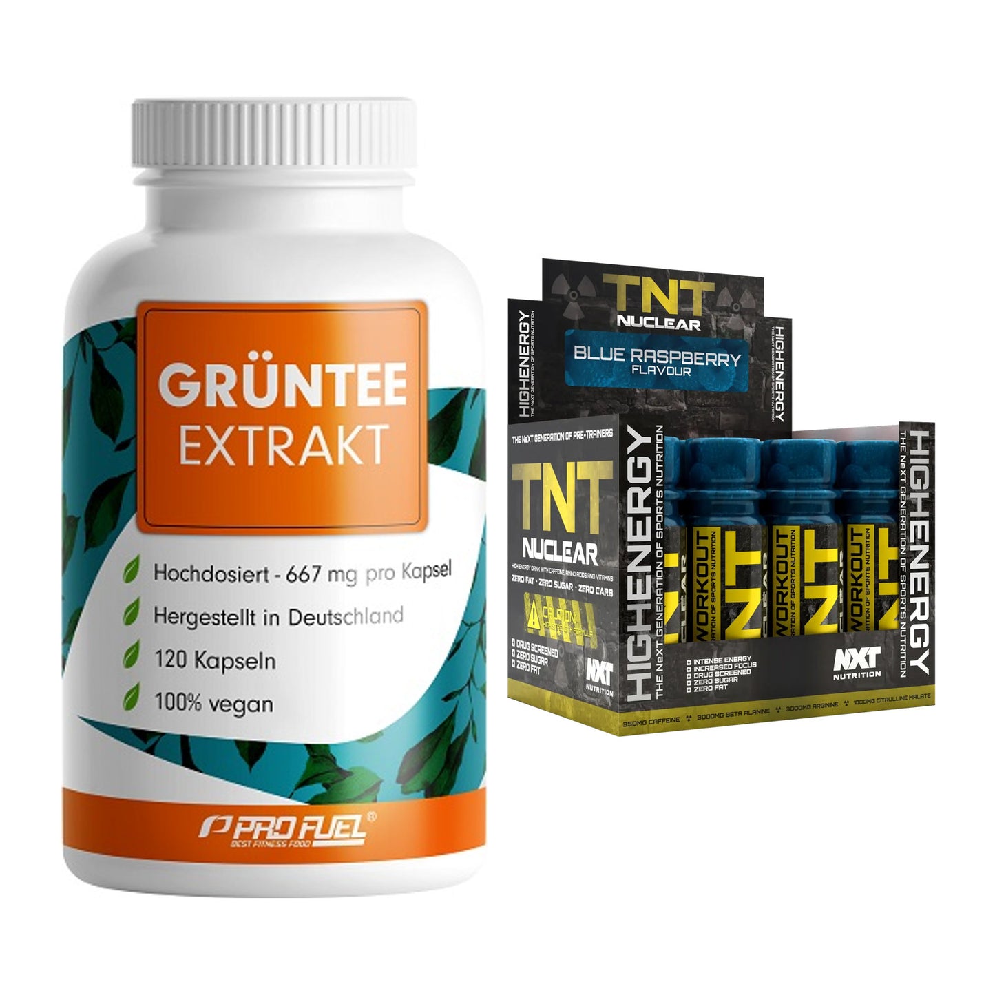 Diät-Duo: ProFuel Grüntee Extrakt + NXT Nutrition TNT Nuclear Shots – alle enthaltenen Artikel
