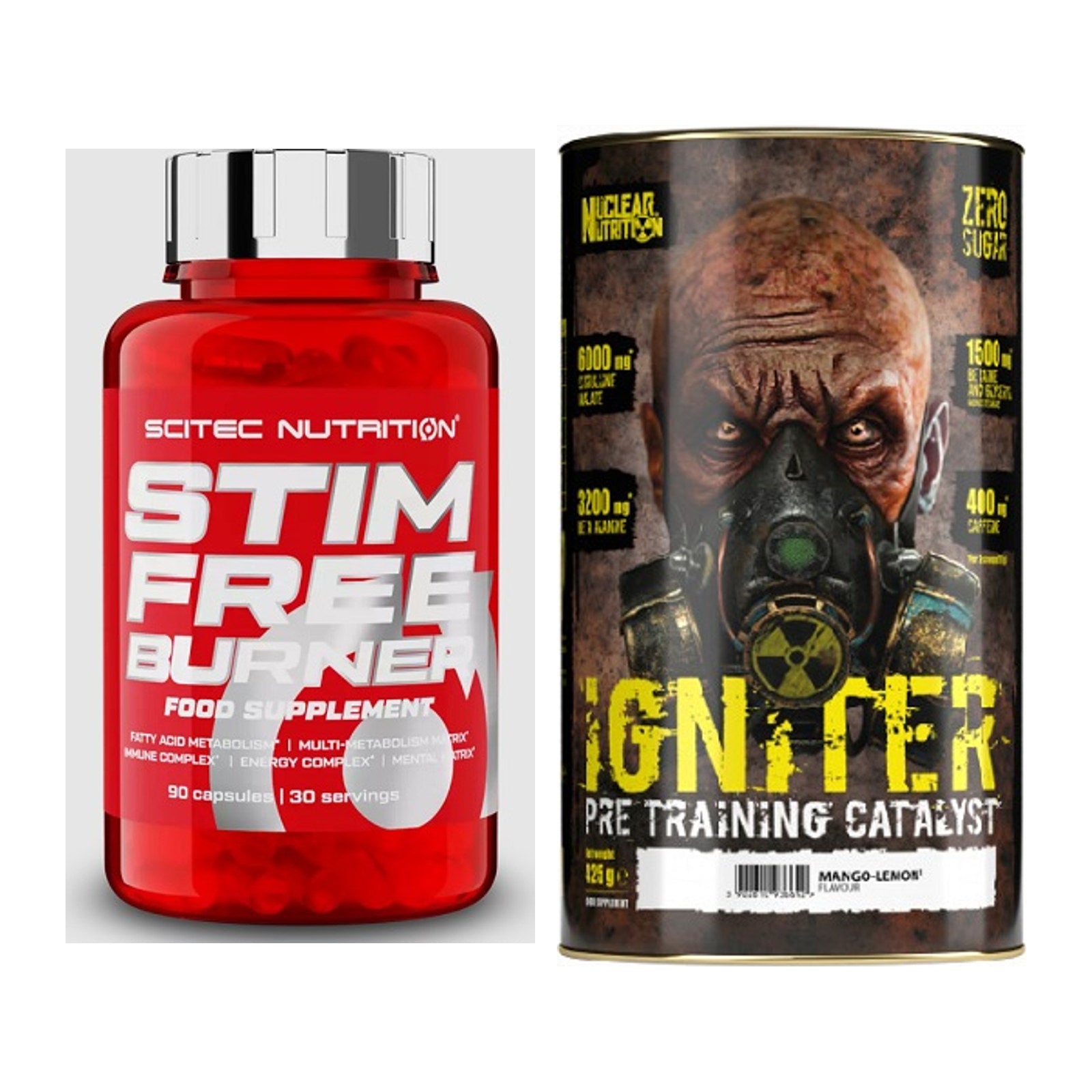 Diät-Duo: Scitec Stim Free Burner + Nuclear Nutrition IGNITER Booster – alle enthaltenen Artikel
