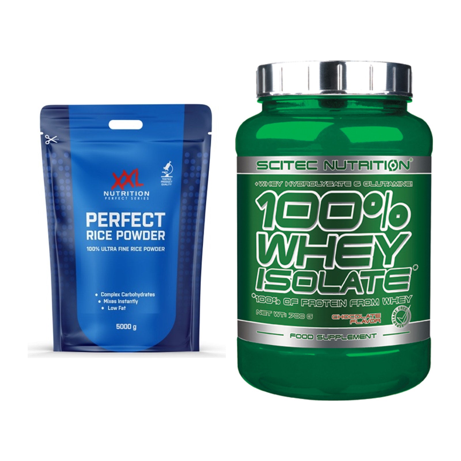 Diät-Duo: XXL Nutrition Perfect Rice Powder + Scitec Whey Isolate – alle enthaltenen Artikel