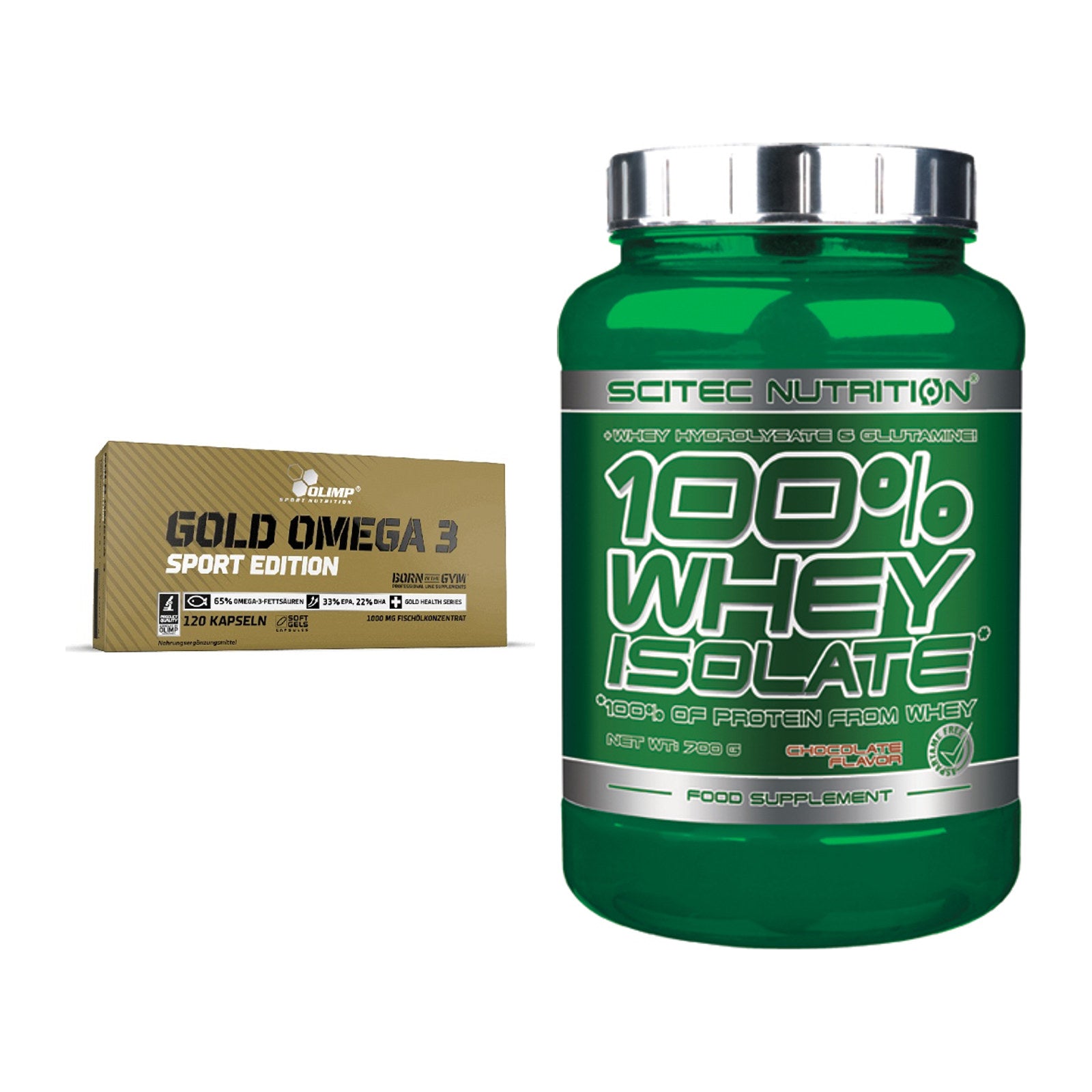Diät-Duo: Olimp Omega 3 Sport Edition + Scitec Whey Isolate – alle enthaltenen Artikel