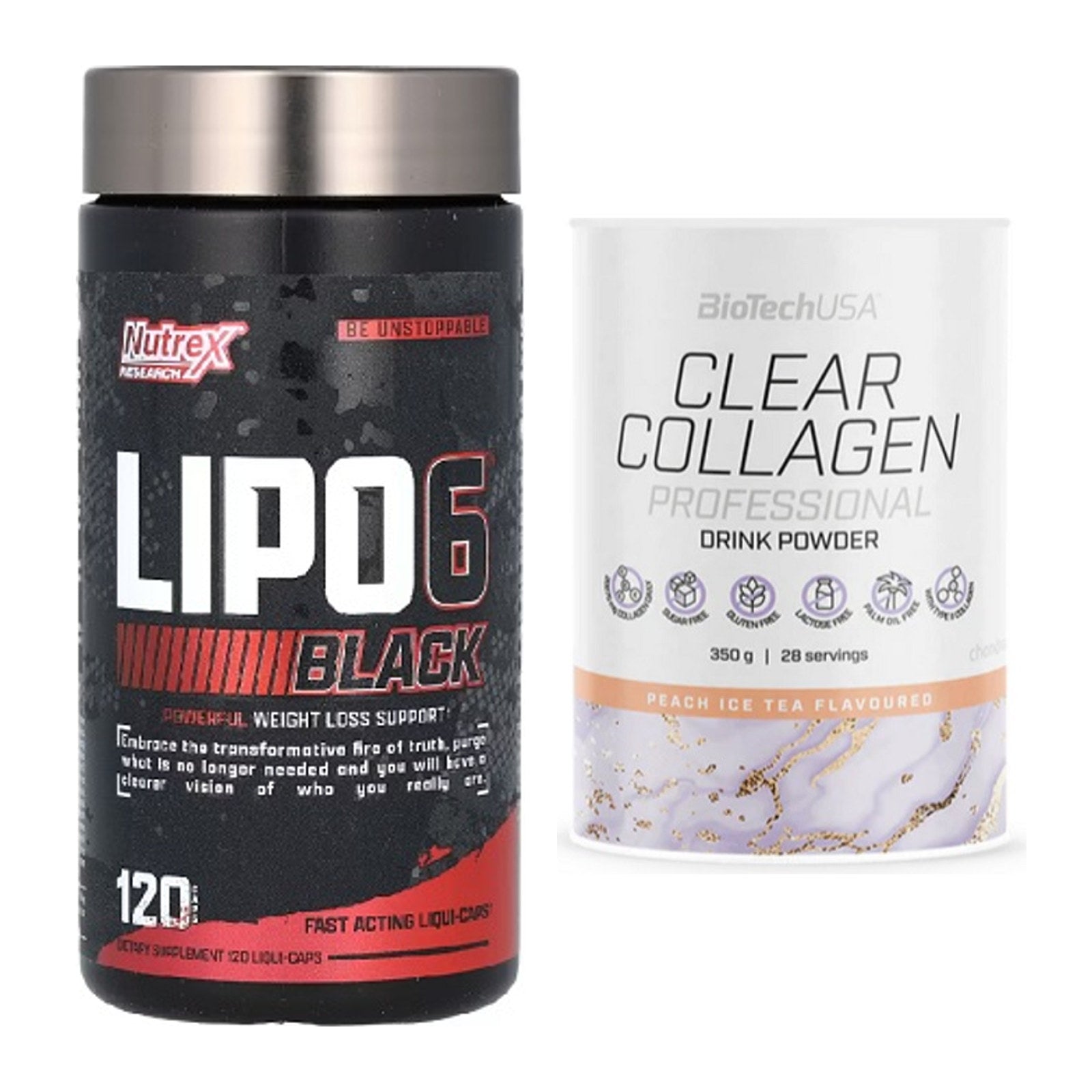 Diät-Duo: Nutrex Lipo 6 black 120 liquid + BioTech Clear Collagen – alle enthaltenen Artikel