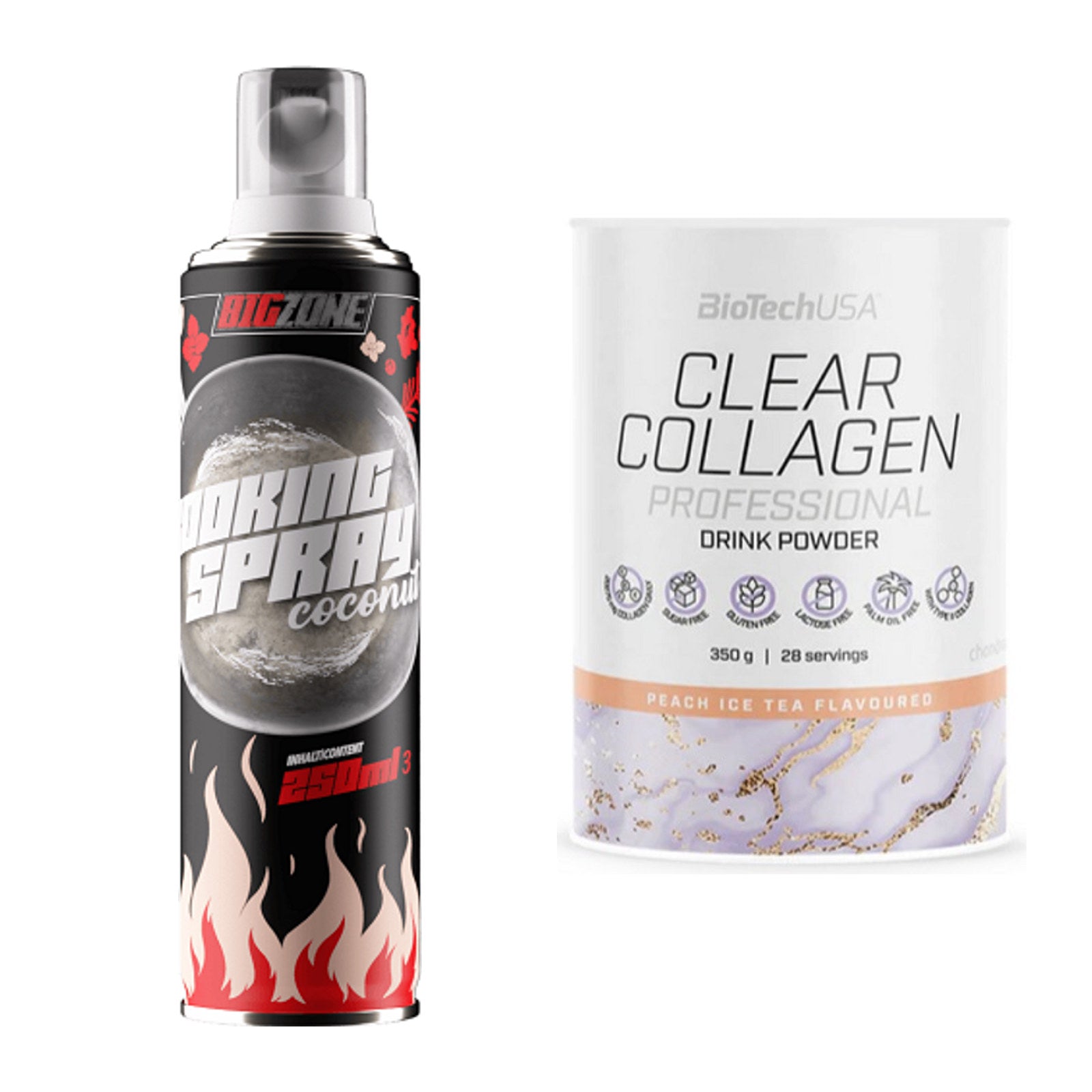Diät-Duo: Big Zone Coconut Cooking Spray + BioTech Clear Collagen – alle enthaltenen Artikel