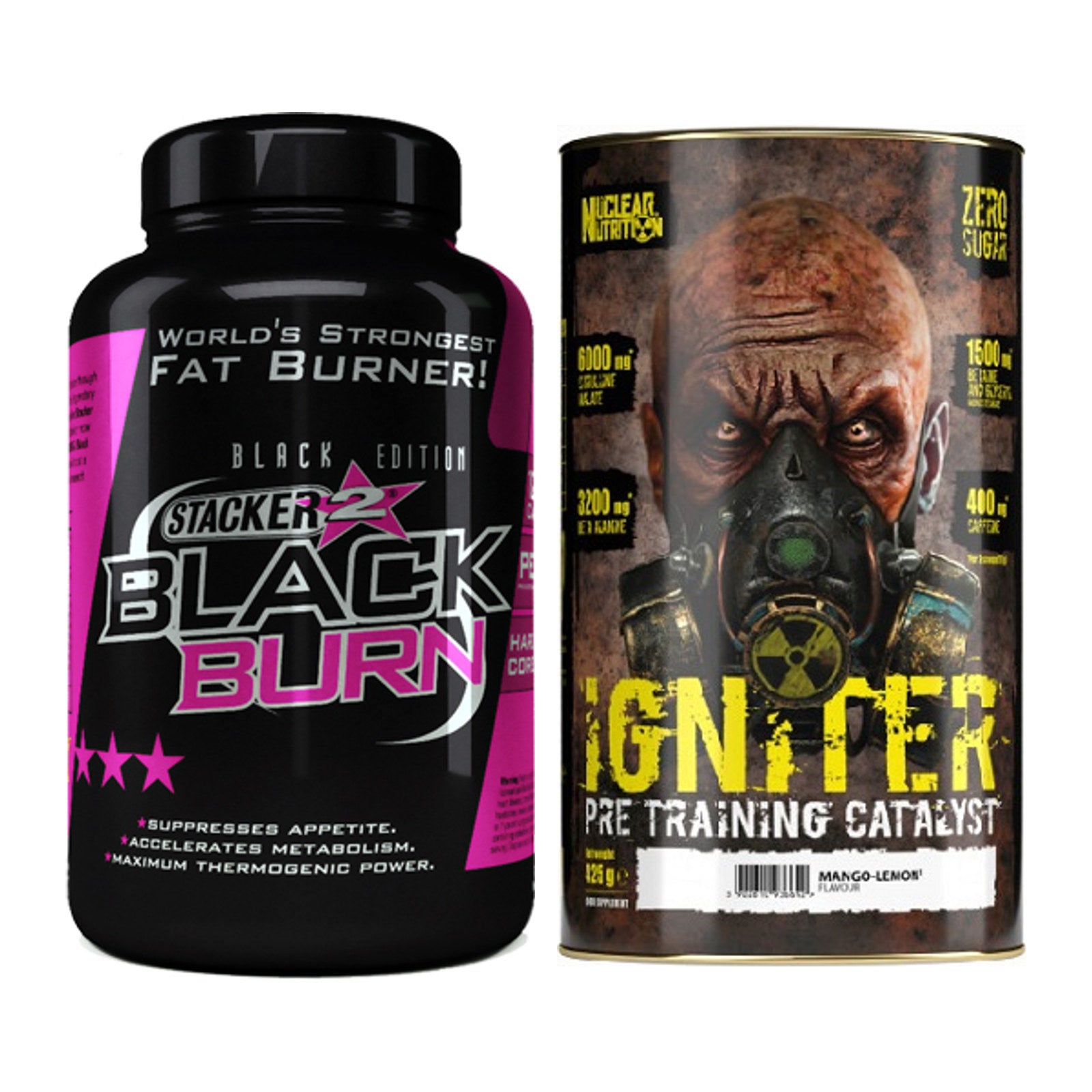 Diät-Duo: Stacker2 Black Burn + Nuclear Nutrition IGNITER – alle enthaltenen Artikel