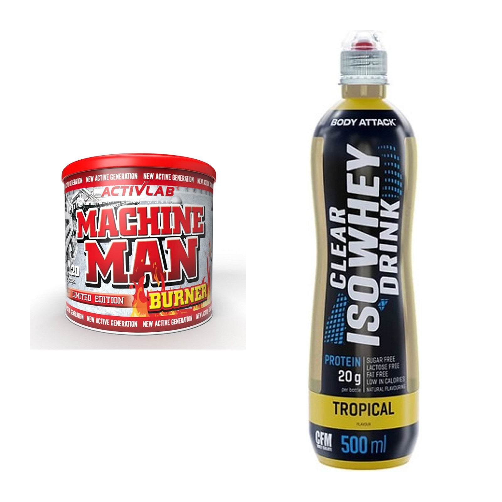 Diät-Duo: Activlab Machine Man Burner + Body Attack Clear Iso Whey – alle enthaltenen Artikel
