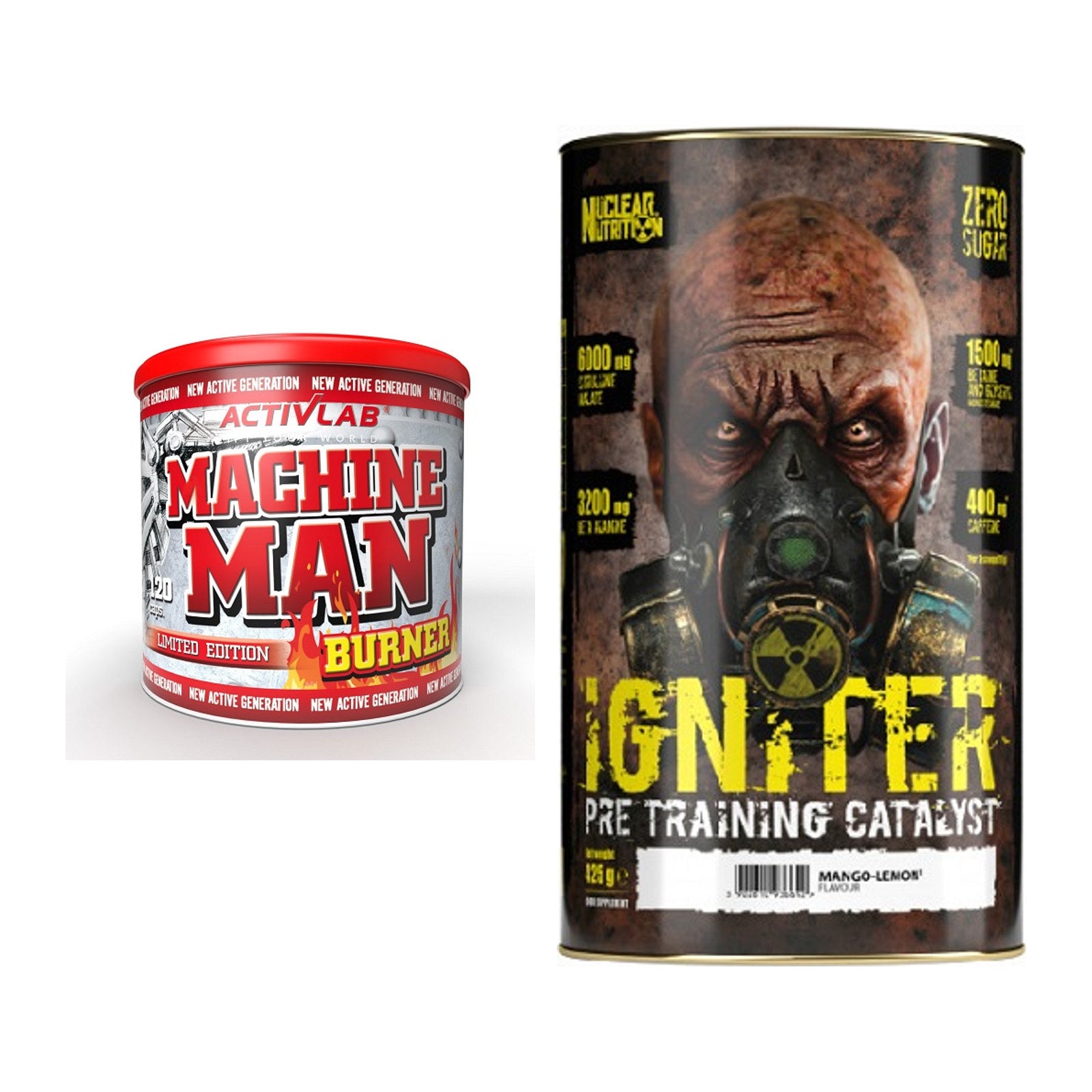 Diät-Duo: Activlab Machine Man Burner + Nuclear Nutrition IGNITER – alle enthaltenen Artikel
