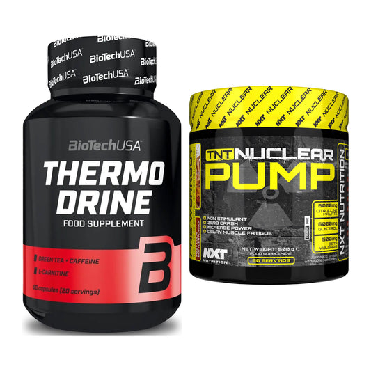 Diät-Duo: BioTech Thermo Drine + NXT Nutrition TNT Nuclear Pump – alle enthaltenen Artikel