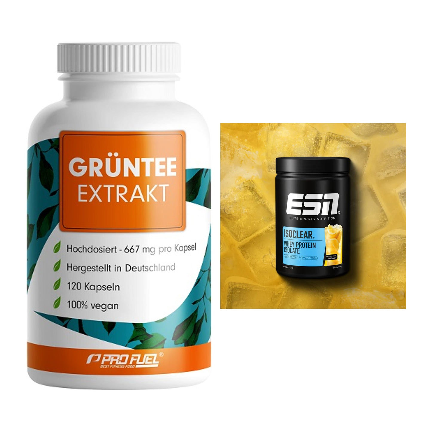 Diät-Duo: ProFuel Grüntee Extrakt + ESN ISOCLEAR Whey Isolate – alle enthaltenen Artikel