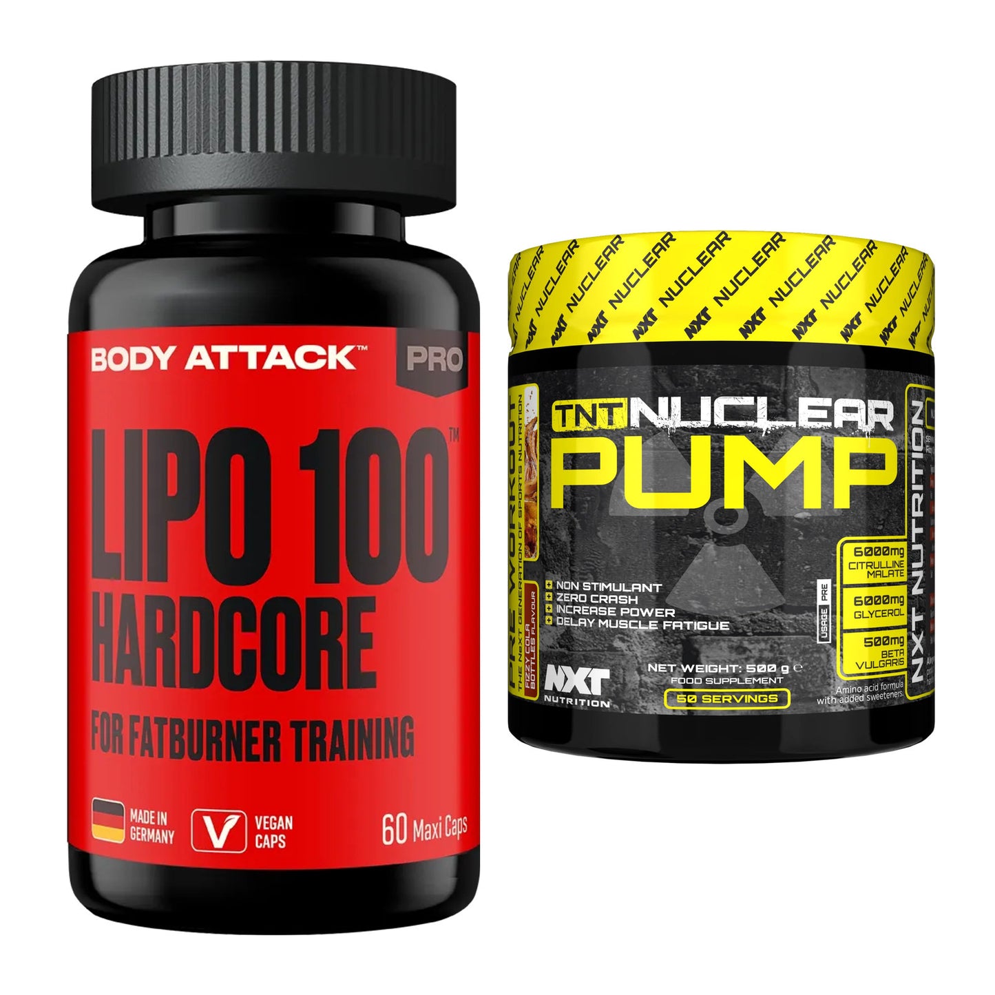 Diät-Duo: Body Attack LIPO + NXT Nutrition TNT Nuclear – alle enthaltenen Artikel