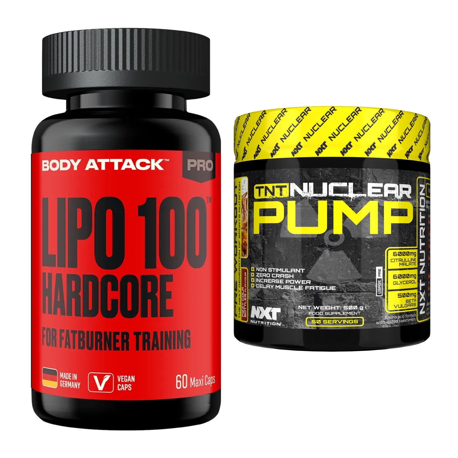 Diät-Duo: Body Attack LIPO + NXT Nutrition TNT Nuclear – alle enthaltenen Artikel