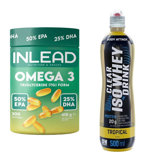 Diät-Duo: INLEAD Omega-3 + Body Attack Clear Iso Whey Drink – alle enthaltenen Artikel