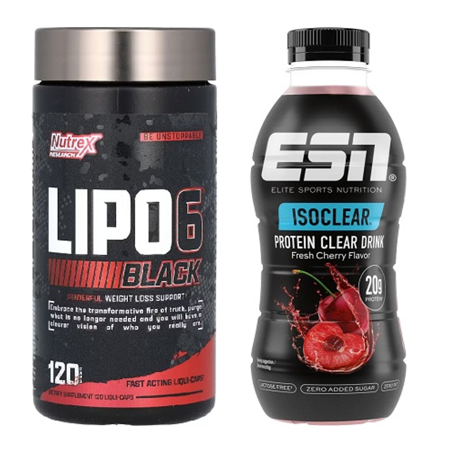 Diät-Duo: Nutrex Lipo 6 black 120 liquid + ESN Isoclear RTD – alle enthaltenen Artikel