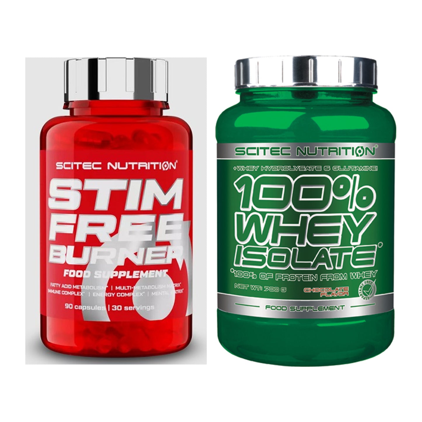 Diät-Duo: Scitec Stim Free Burner + Scitec Whey Isolate – alle enthaltenen Artikel
